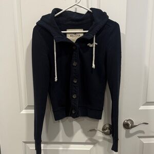 Hollister Dark Blue Button-Up Hoodie